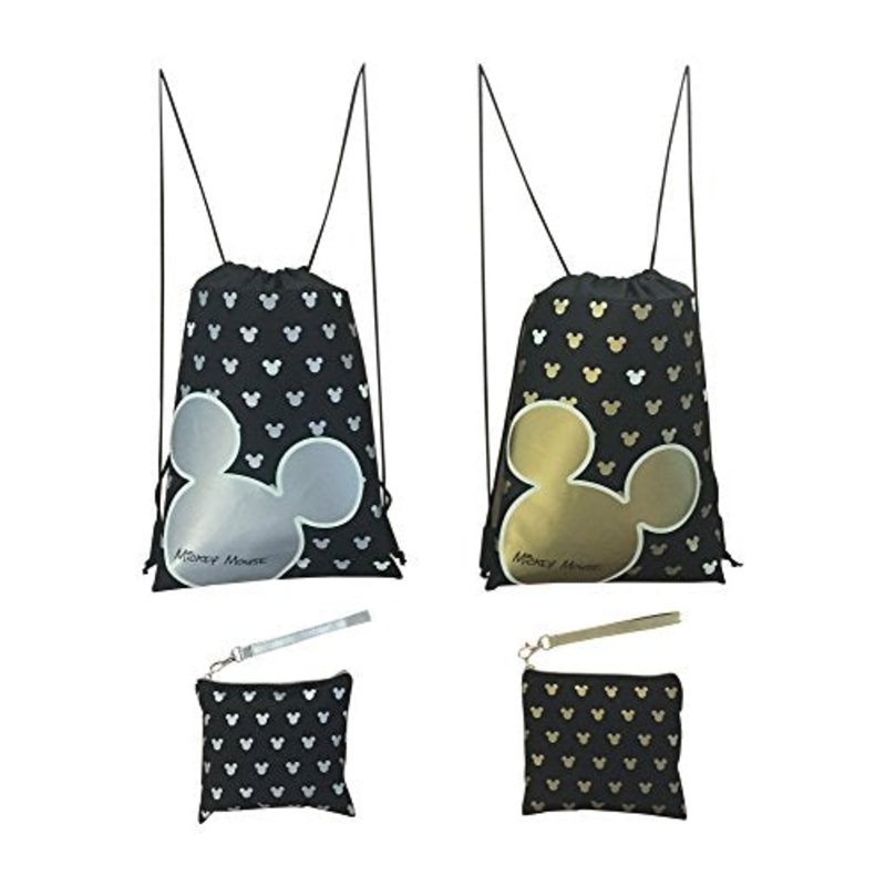 Disney Mickey Mouse Glow in the Dark Drawstring Backpack Pack of 4 (Varied) Includes 2 Drawstrings and 2 Wristlets