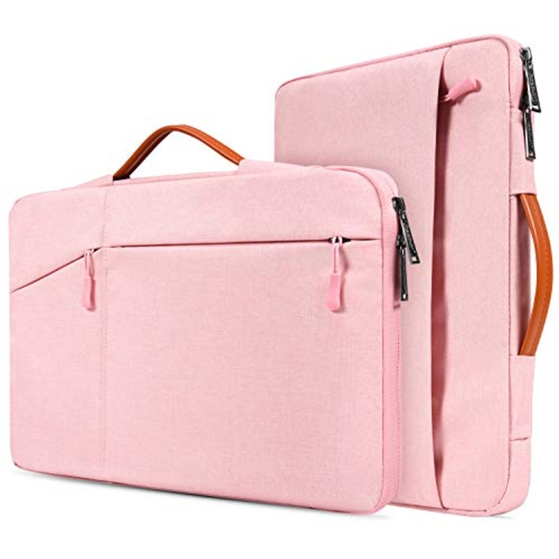 11.6-12.9 Inch Laptop Briefcase Bag for DELL XPS 13 9380, Lenovo Chromebook C330, Samsung Chromebook Pro 12.2 12.3, Surface Pro 6/5, Google Pixel Slate, 360 Protective Notebook Bag Girls Women,Pink
