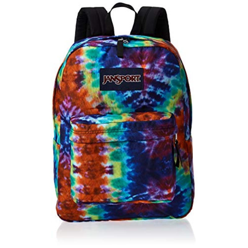 JanSport SuperBreak Backpack - Lightweight School Pack, Red Hippie Days