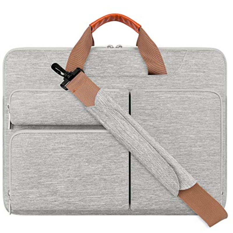 Lacdo 360 Protective Laptop Shoulder Bag Sleeve Case for 13 Inch New MacBook Air | 13 Inch New MacBook Pro 2016-2020 | Surface Book 3 2 | MacBook Pro 2012-2015 | 13" HP Acer ASUS Computer, Gray
