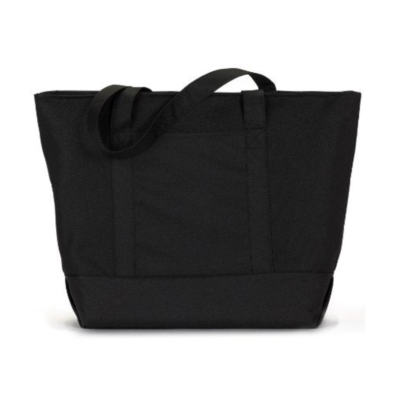 Ultraclub Zippered Polyester Tote Bag - Black/ Black