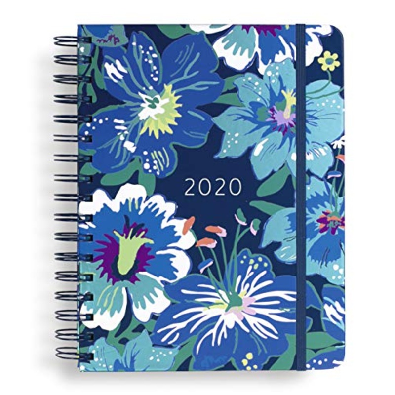 Vera Bradley Large 17 Month Daily Planner, August 2019 - December 2020, 8.75" x 7.25" with Stickers and Daily, Weekly, Monthly Views, Moonlight Garden