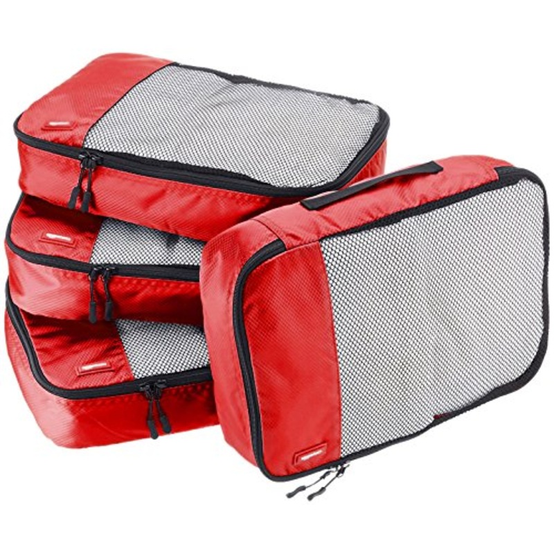Amazonbasics 4-Piece Packing Cube Set - Medium, Red