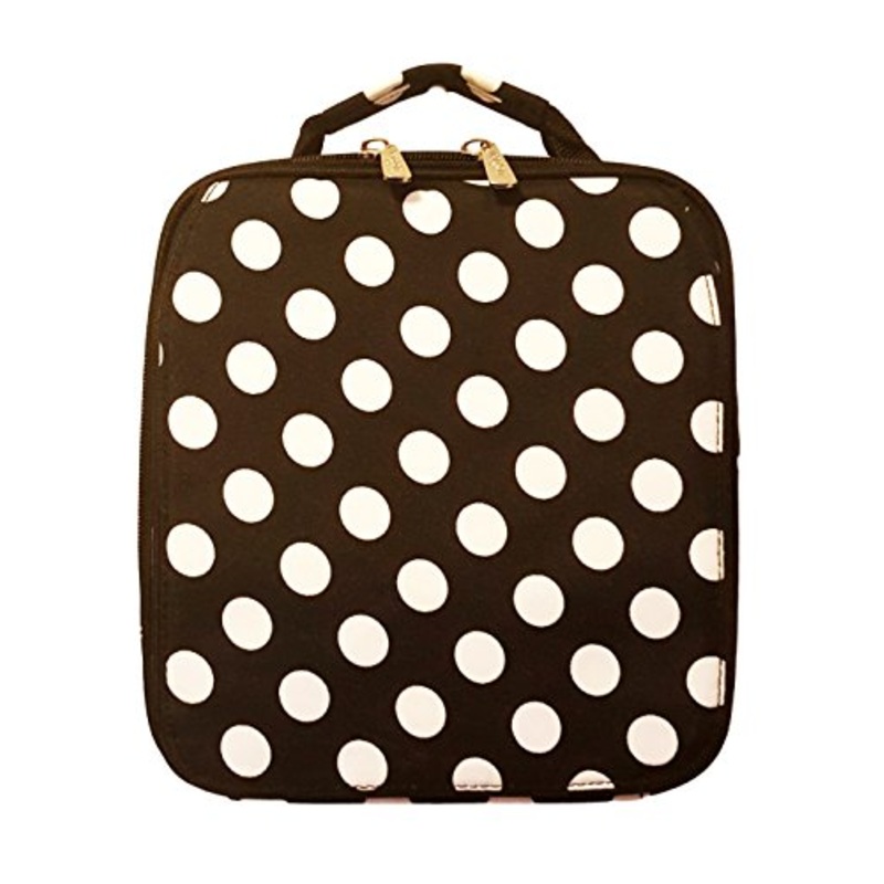 Monogrammed Black Polka Dot Back To School Lunch Tote