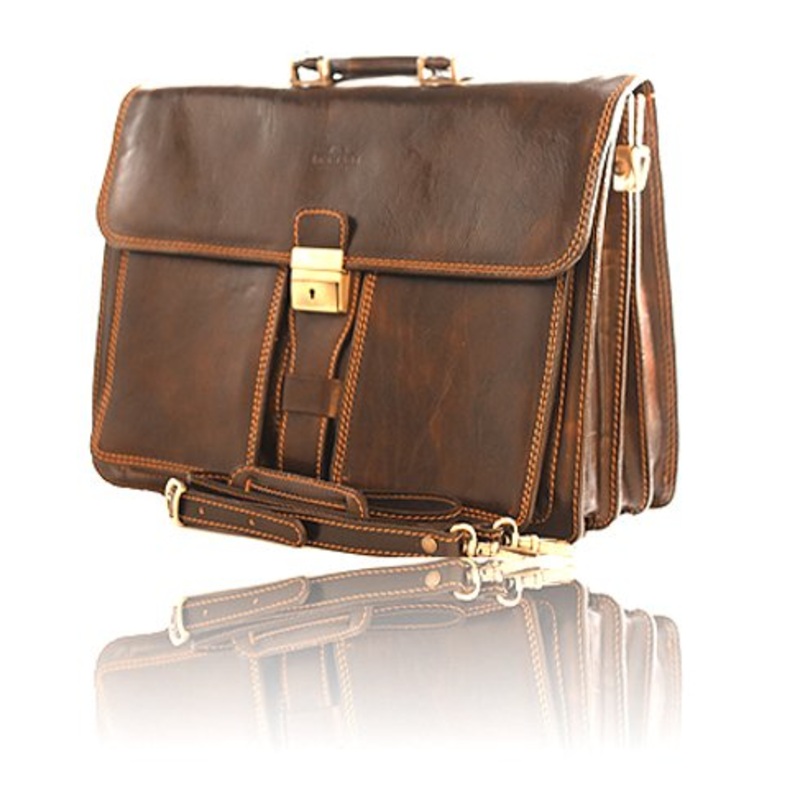 Timmari-"Oak" Italian Leather Business Briefcase