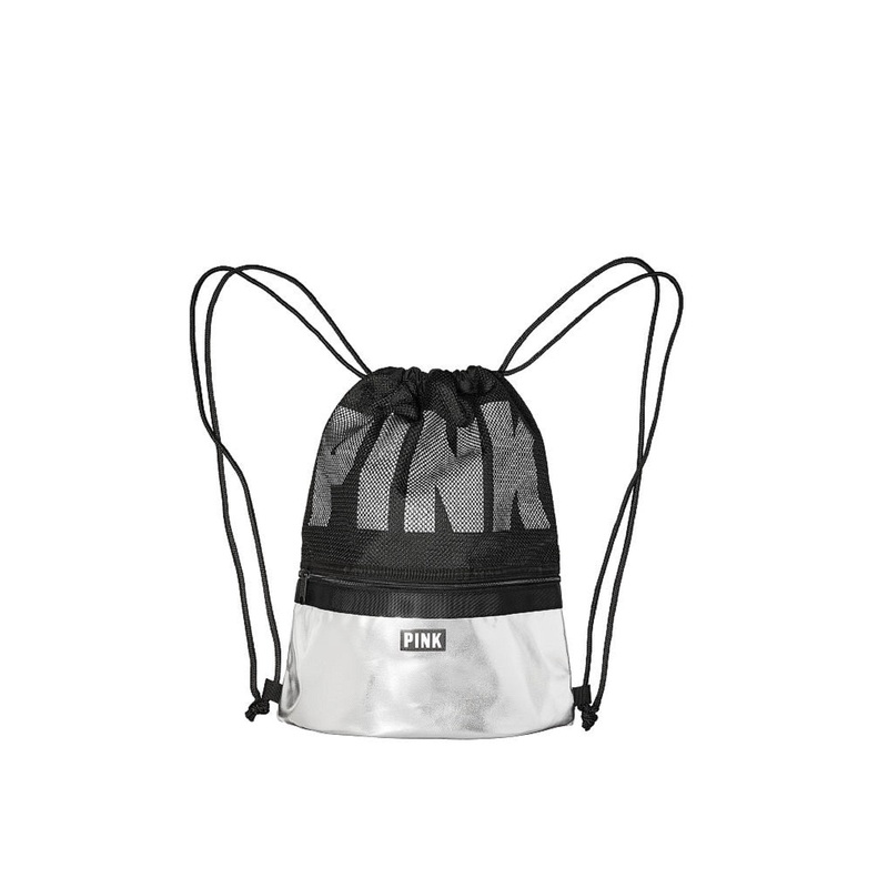 Victoria's Secret PINK Black Drawstring Backpack