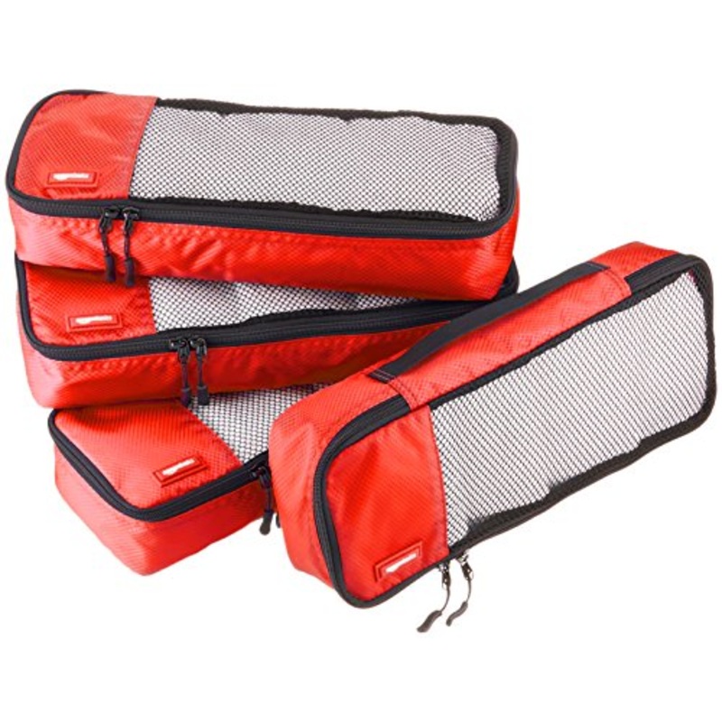 Amazonbasics 4-Piece Packing Cube Set - Slim, Red