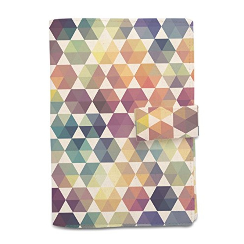 Geometric Pattern-1 Beige Printed Canvas Passport Holder Cover Case Was_11