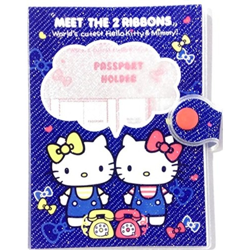 Glitter Cover Hello Kitty Passport Holder Organizer W/ Ziplock Pocket & Card Slots