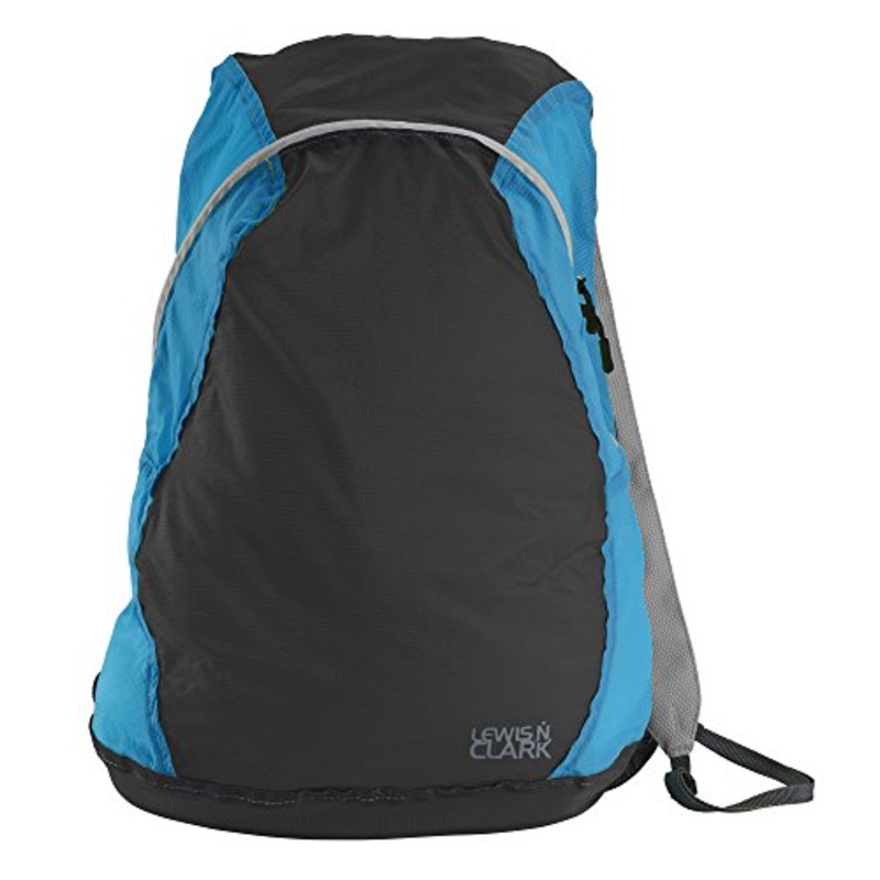 Lewis N Clark Electrolight Multipurpose Packable Lightweight Travel Backpack, Charcoal/Bright Blue,