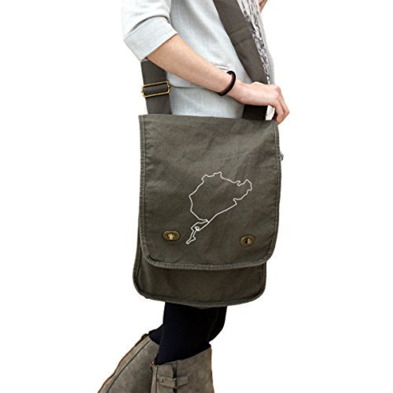Nrburgring Track Map Decal F1 Auto Racing 14 Oz. Authentic Pigment-Dyed Canvas Field Bag Tote
