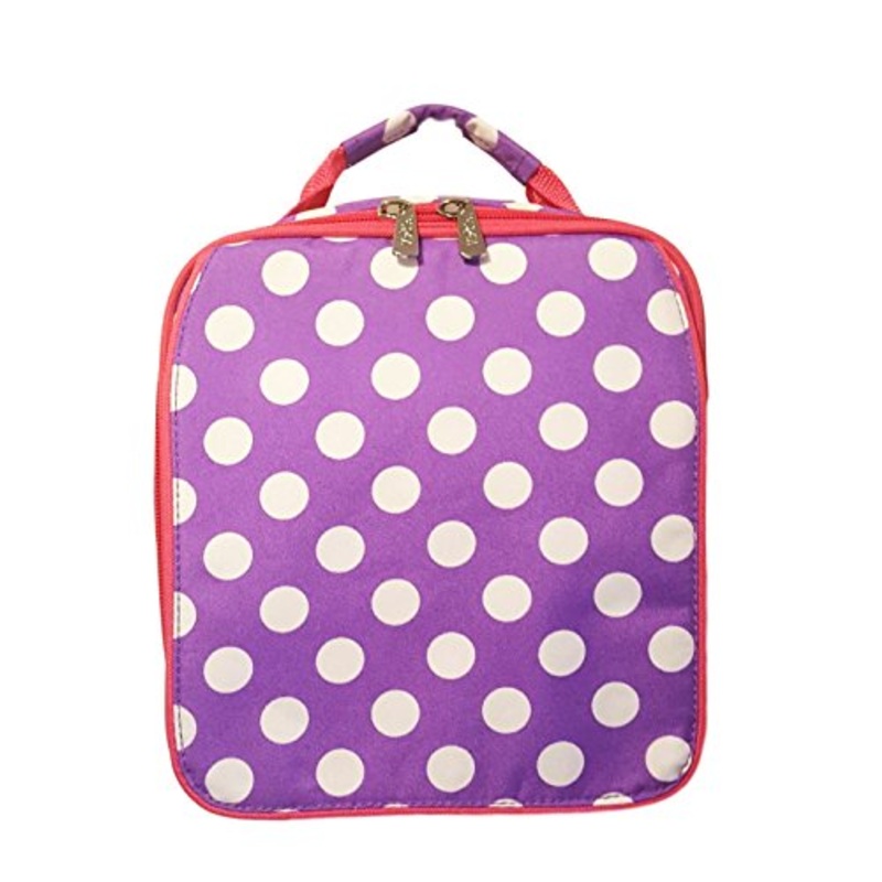 Purple Polka Dot Back To School Lunch Tote