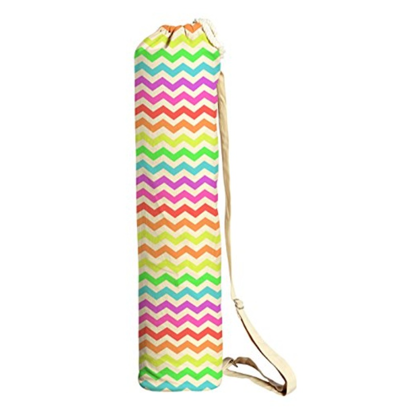 Rainbow Chevron Printed Canvas Yoga Mat Bags Carriers Was_41