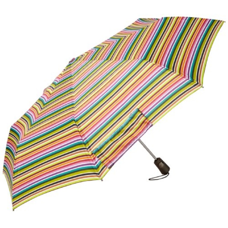 totes Titan Super Strong Auto Open Close Compact Umbrella, Foxy Stripe, One Size
