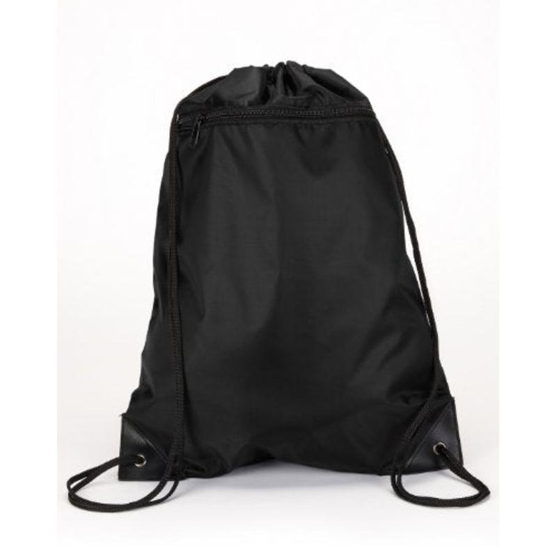 Ultraclub 8888 Zippered Drawstring Backpack - Black -One
