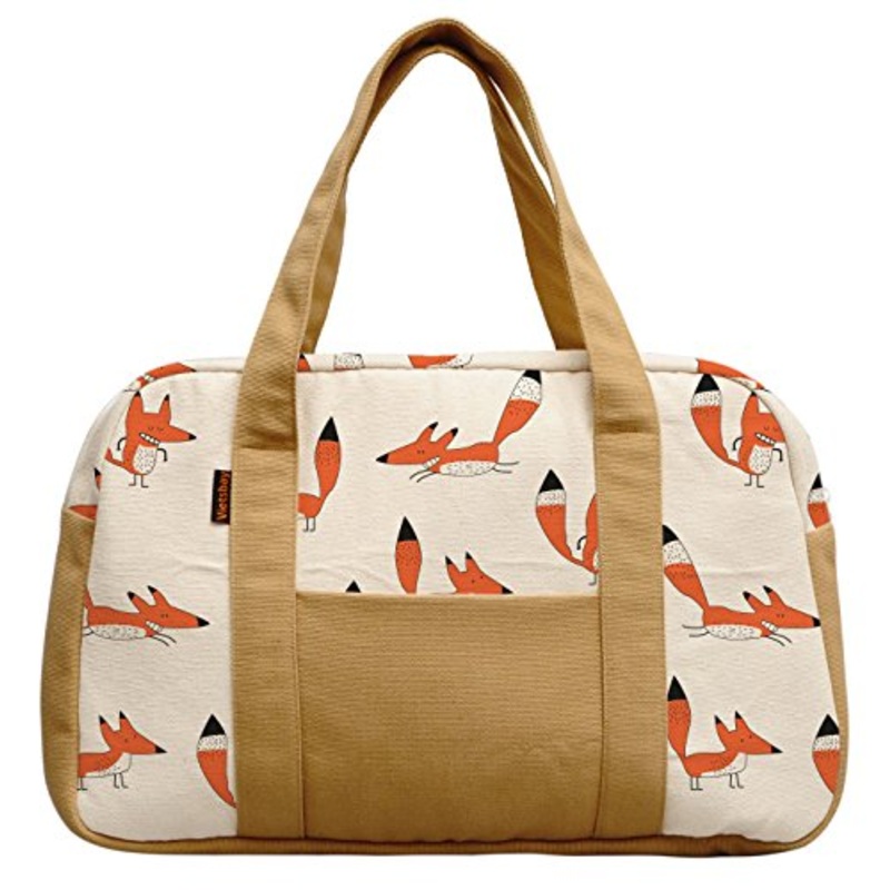 Vietsbay Women Funny Fox Pattern Canvas Travel Duffle Bags Was_19