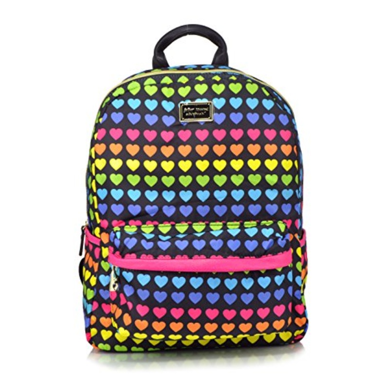 Betsey Johnson Nylon Backpack, Rainbow Hearts