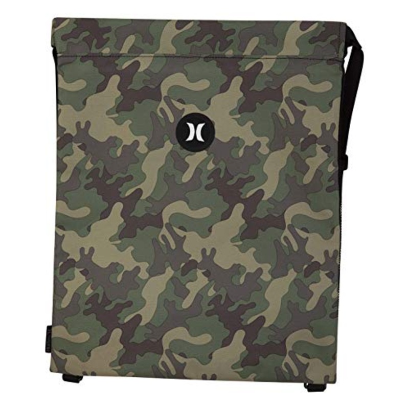 Hurley Printed Cinch Sak Backpacks, Medium Olive (Woodland), one size