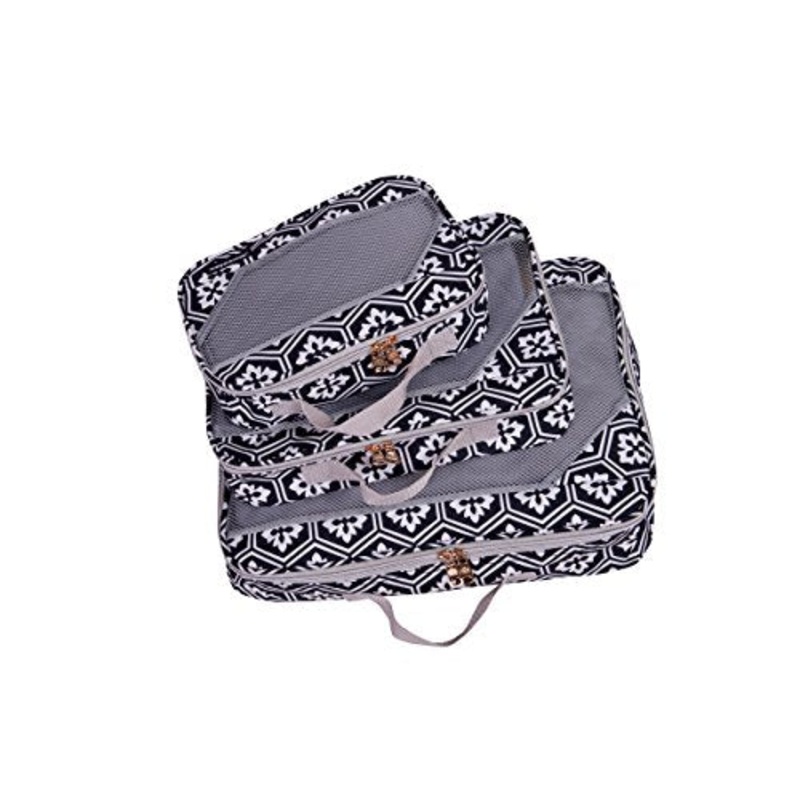 Jenni Chan Adra Packing Cube-3-piece Set, Black/White