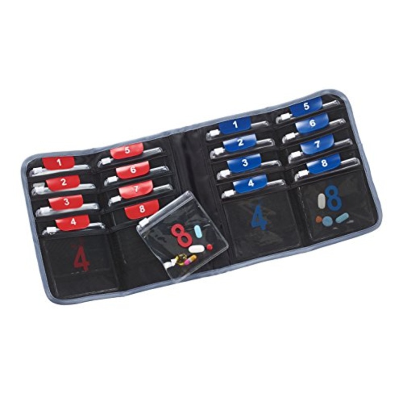 Lewis N. Clark Am/Pm Folding Pill Organizer With 16 Slide-Locking Pouches