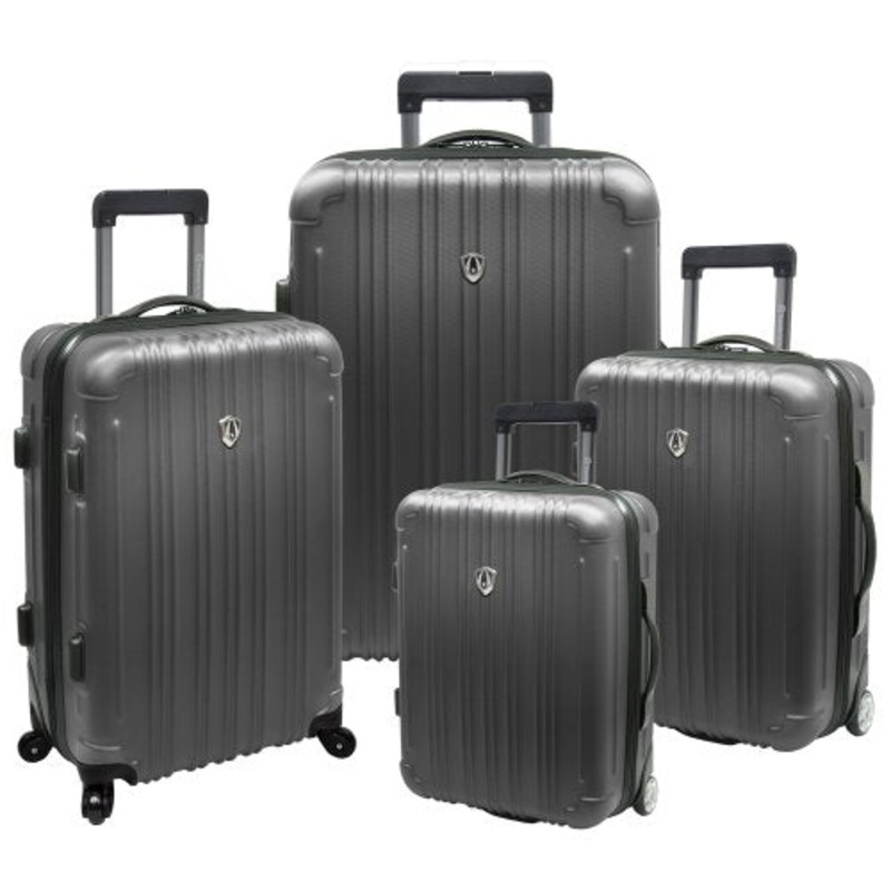TravelerS Choice Luxembourg 4-Piece Lightweight Expandable Spinner Set, Titanium (18"/21"/25"/29")