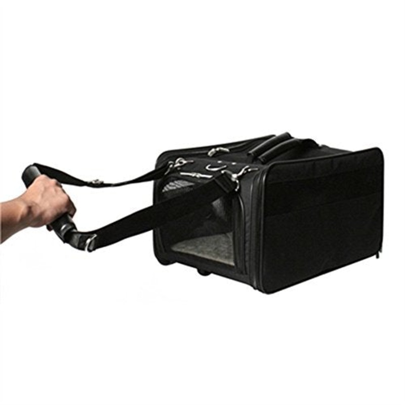 Bark-N-Bag Wheeled Jetway Pet Carrier, 11 X 18-Inches, Classic Black
