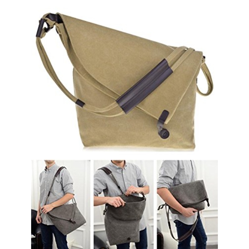 Bibitime Canvas Crossbody Messenger Shouder Bag Adjustable Handbags Gym Pack (11.81 10.24 3.94
