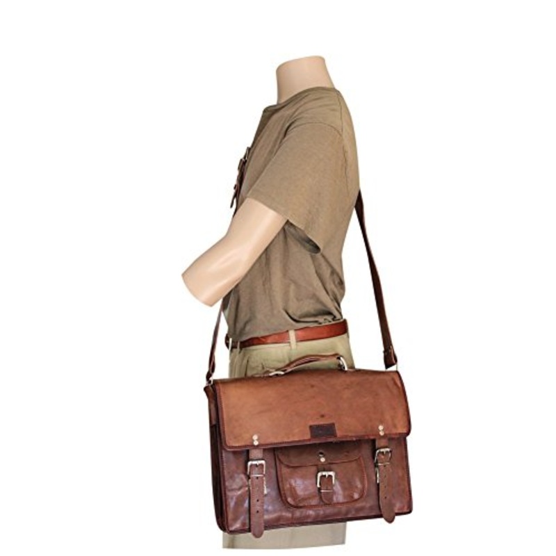 Men'S 15" Leather Brown Laptop Bag/Briefcase/ Office Bag/ Leather Computer Bag