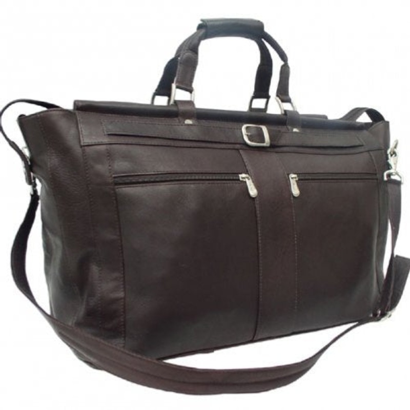 Piel Leather Carpet Bag With Pockets, Chocolate, One Size