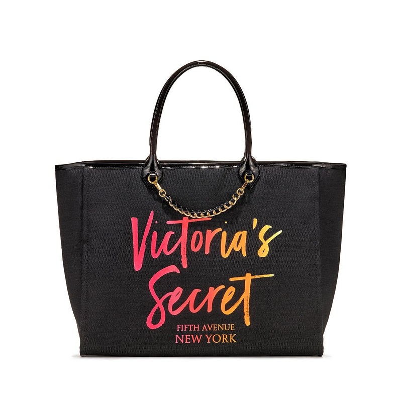 Victoria's Secret Angel City Tote, Black/Ombre Script