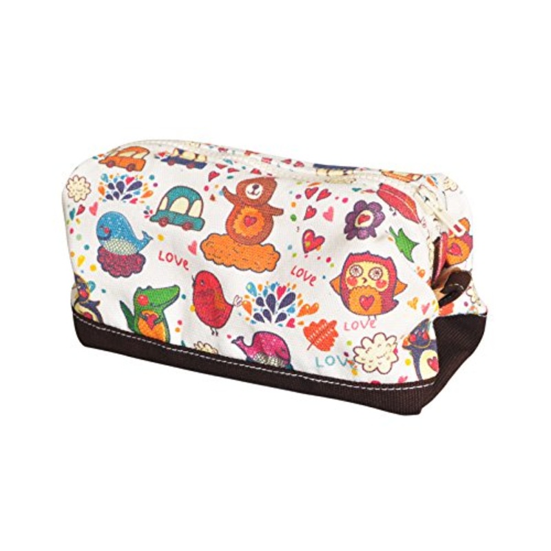Vietsbay'S Women Love Animalsprint Canvas Toiletry Bag Makeup Cosmetic Pouch