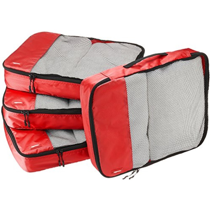 Amazonbasics 4-Piece Packing Cube Set - Large, Red