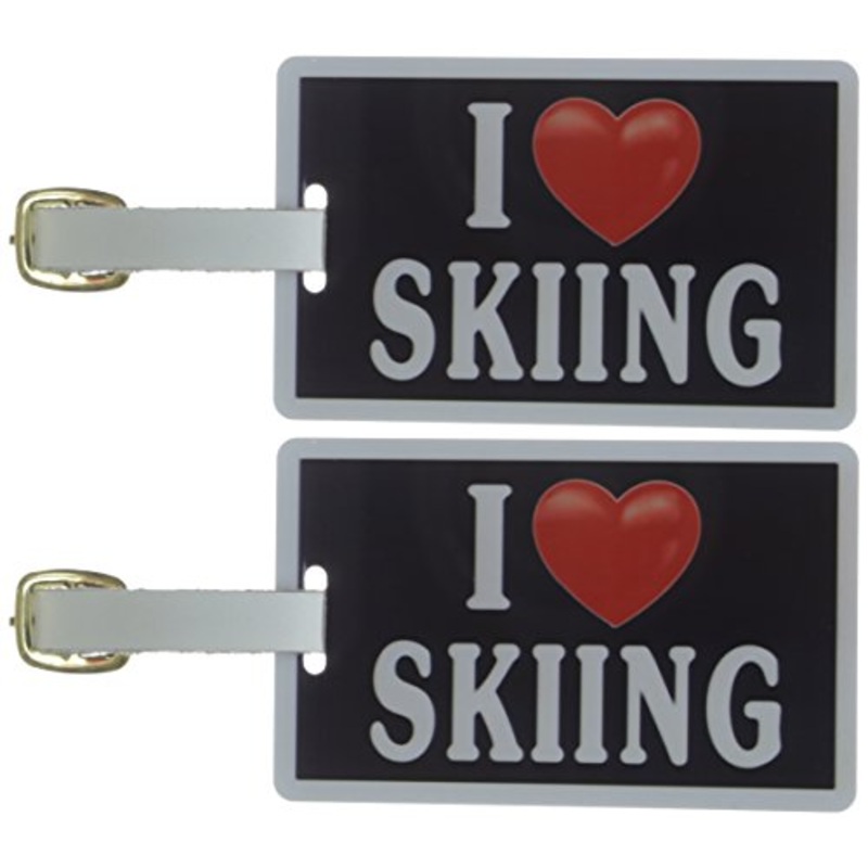 Tag Crazy I Heart Skiing Two Pack, Black/White/Red, One Size