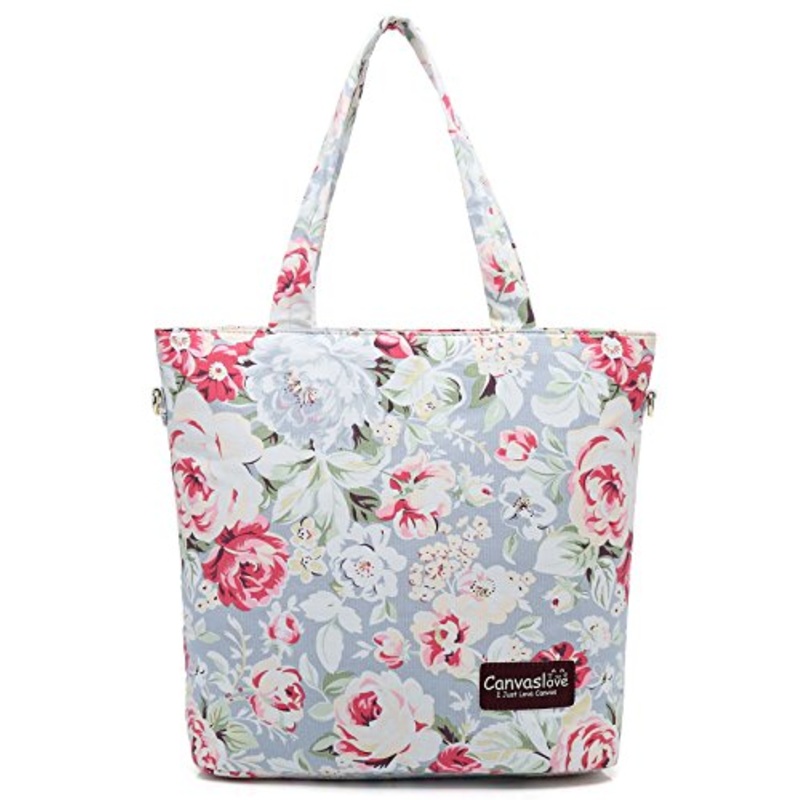Canvaslove Blue Rose Pattern Laptop Tote Bag 13 Inch Waterproof Laptop Messenger Shoulder Bag