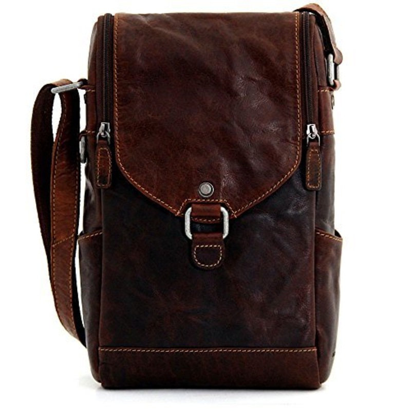 Jack Georges [Personalized Initials Embossing] Voyager Leather Crossbody Messenger Bag & Wine Bag in Brown