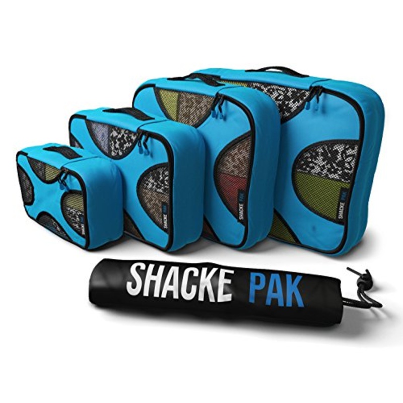 Shacke Pak - 4 Set Packing Cubes - Travel Organizers with Laundry Bag (Aqua Teal)