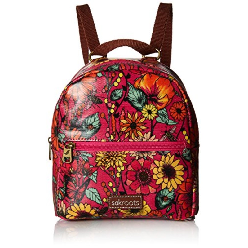 Sakroots Mini Crossbody Backpack, Raspberry in Bloom , One Size