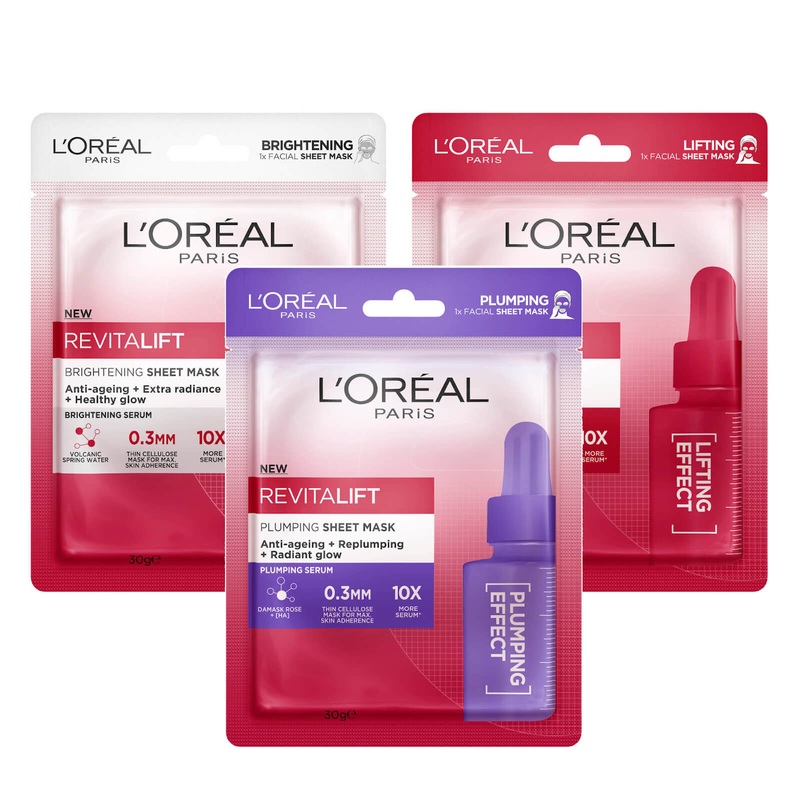 L'Oral Paris Revitalift Anti-Ageing Sheet Masks (Pack of 3)