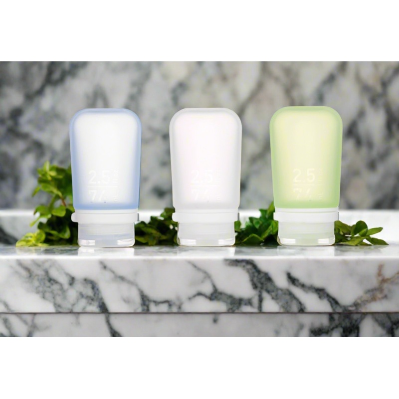 Humangear 2.5 oz GoToob+ 3-Pack Silicone 3-1-1 Toiletry Bottles (MEDIUM)