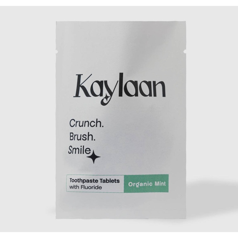 Kaylaan - 90 Travel Toothpaste Tablets - Mint with Fluoride- Refill Bag (TSA 3-1-1 compatible)