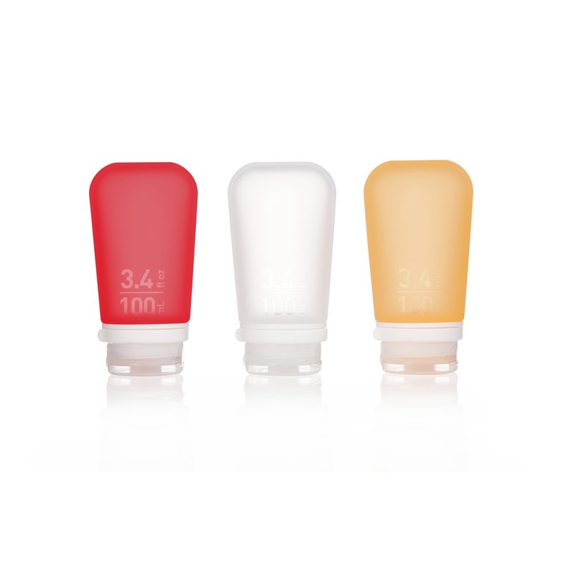 Humangear GoToob+ 3-Pack, Large Red/Orange/Clear 3.4 oz