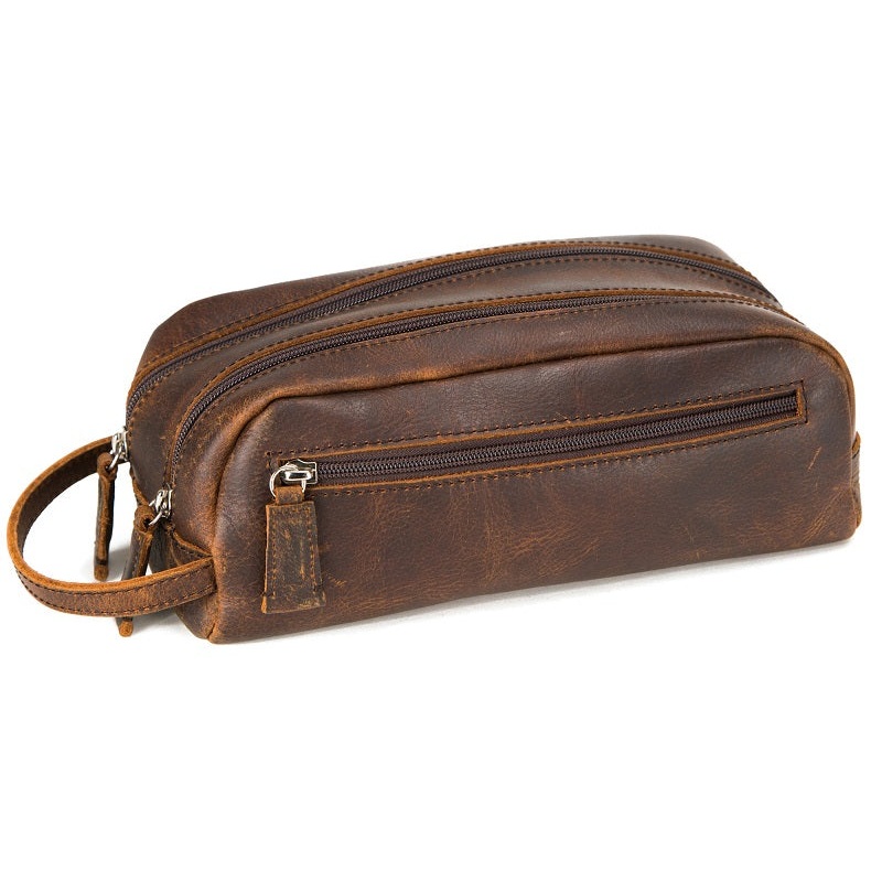 Osgoode Marley Distressed Leather Double Zip Shave Kit 2017D