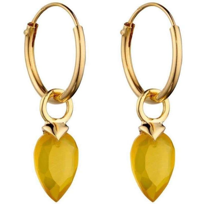 Beginnings November Birthstone Chalcedony Hoop Charms - Yellow Gold/Yellow