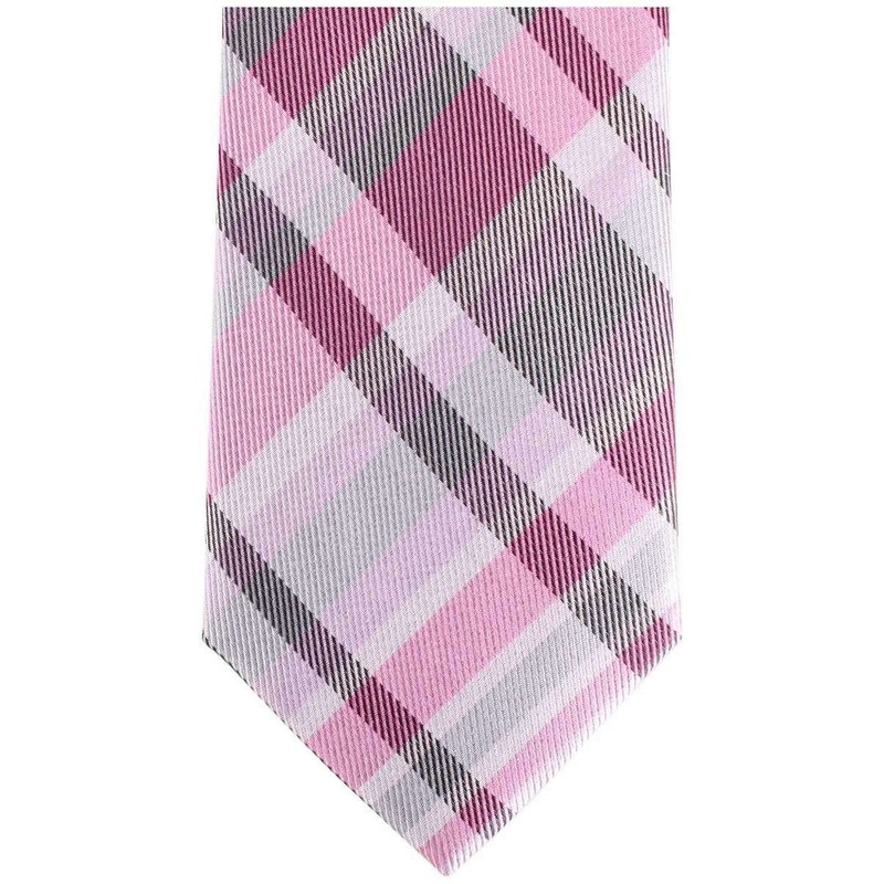 Knightsbridge Neckwear Checked Silk Skinny Tie - Pink/Grey