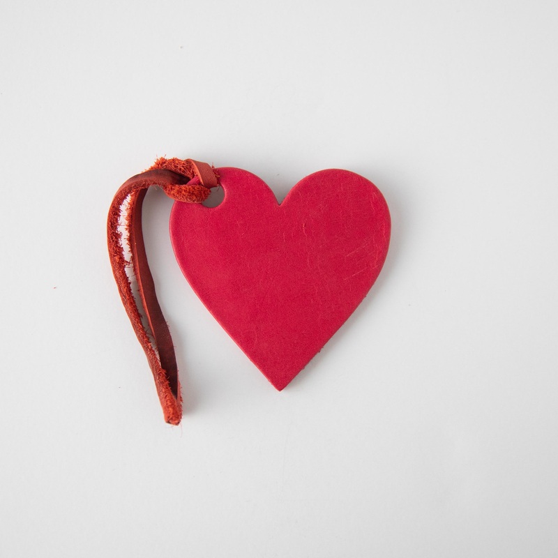 Pink Leather Heart Tag