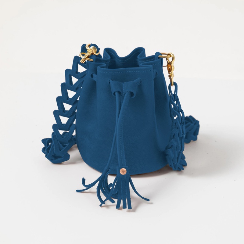 Scratch-and-Dent Cobalt Bulldog Mini Bucket Bag