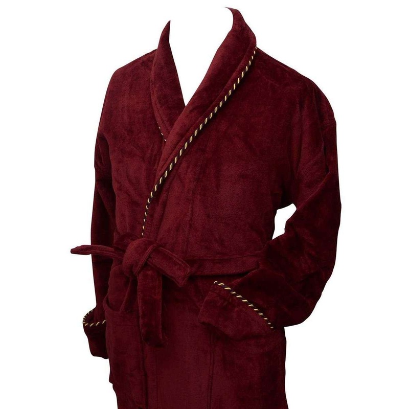 Bown of London Earl Cotton Velour Dressing Gown - Burgundy