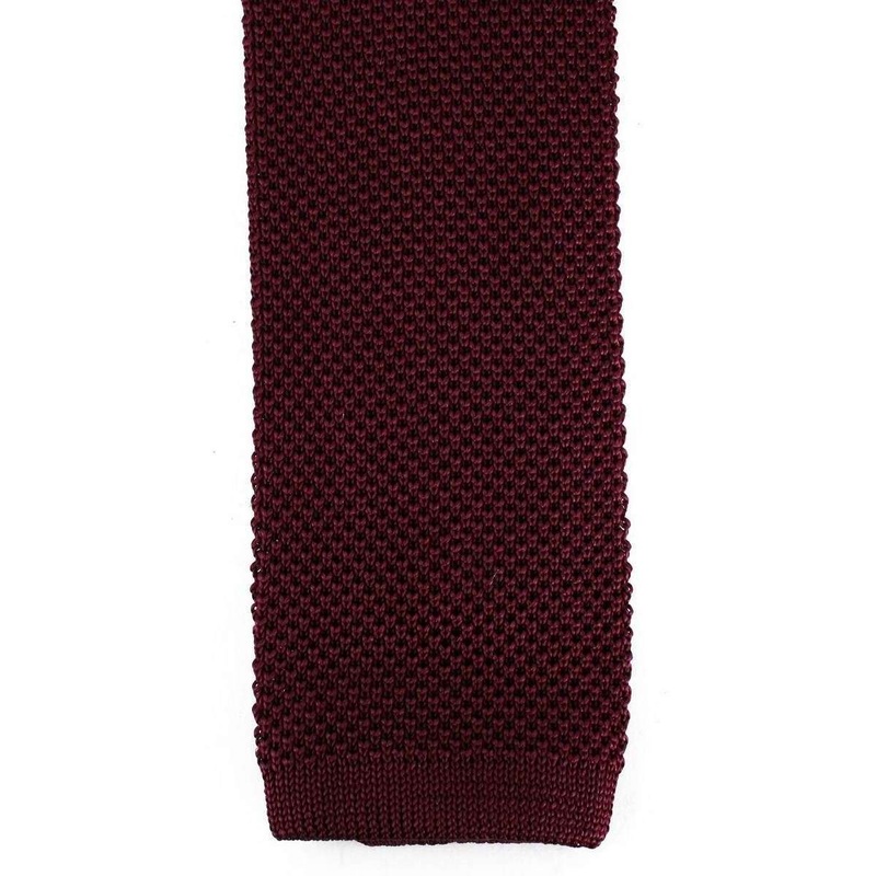 David Van Hagen Plain Knitted Tie - Wine