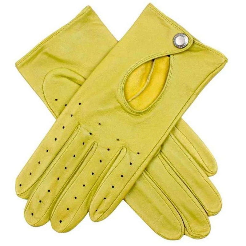 Dents Thuxton Hairsheep Leather Driving Gloves - Lime Green