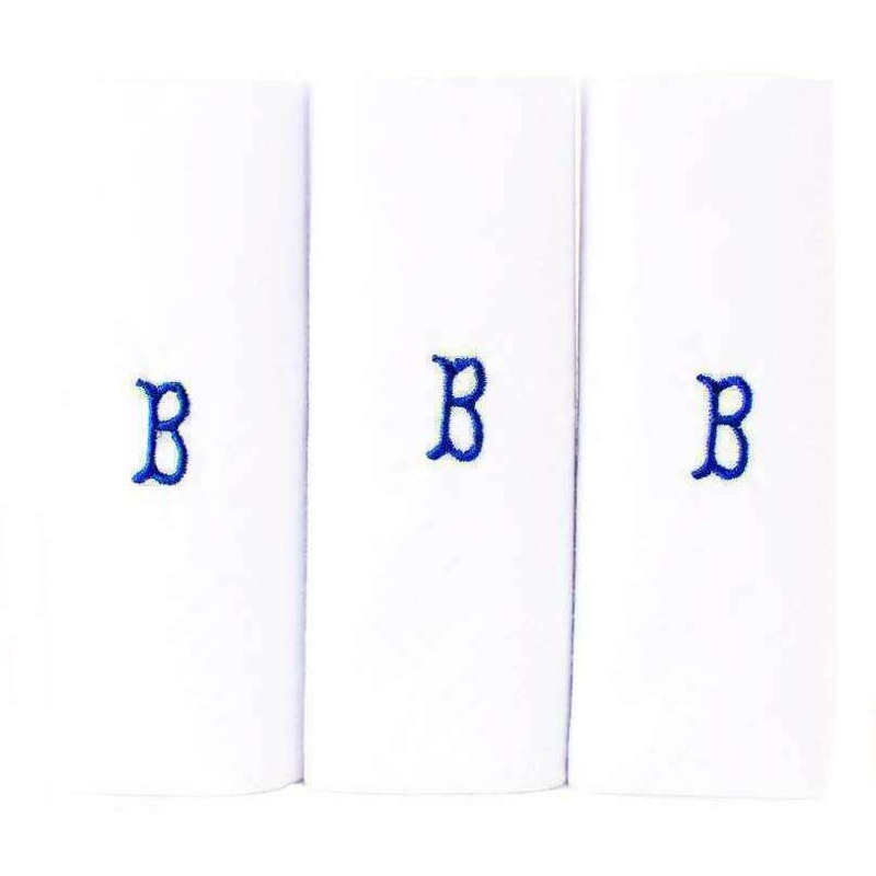David Van Hagen B Initial 3 Pack Handkerchief - White/Blue